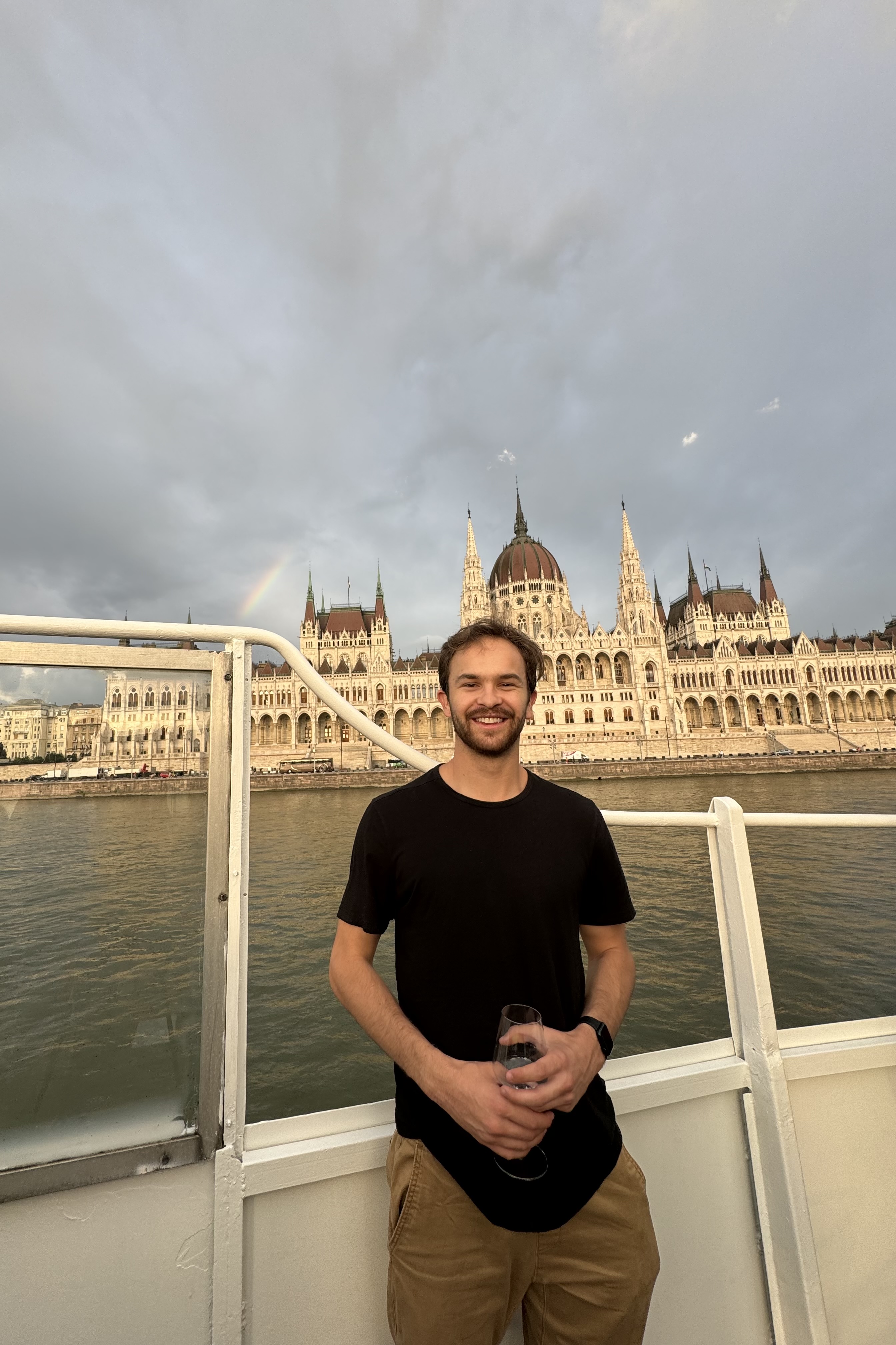 Justin in front of the Hungarian Parliament Building in Budapest